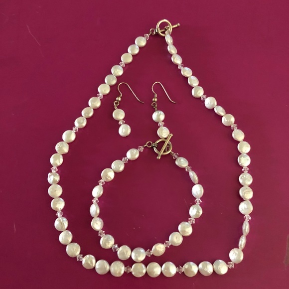 Handmade Fresh Water Pearl Necklace-Bracelet-Ear. - Picture 2 of 7
